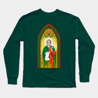 Stained glass window with John the Apostle Long Sleeve T-Shirt